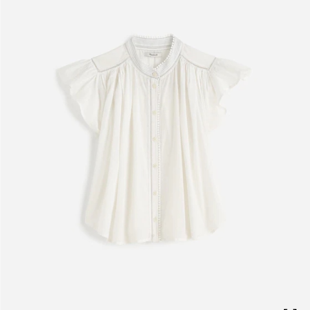 Shirred Lace-Trim Top